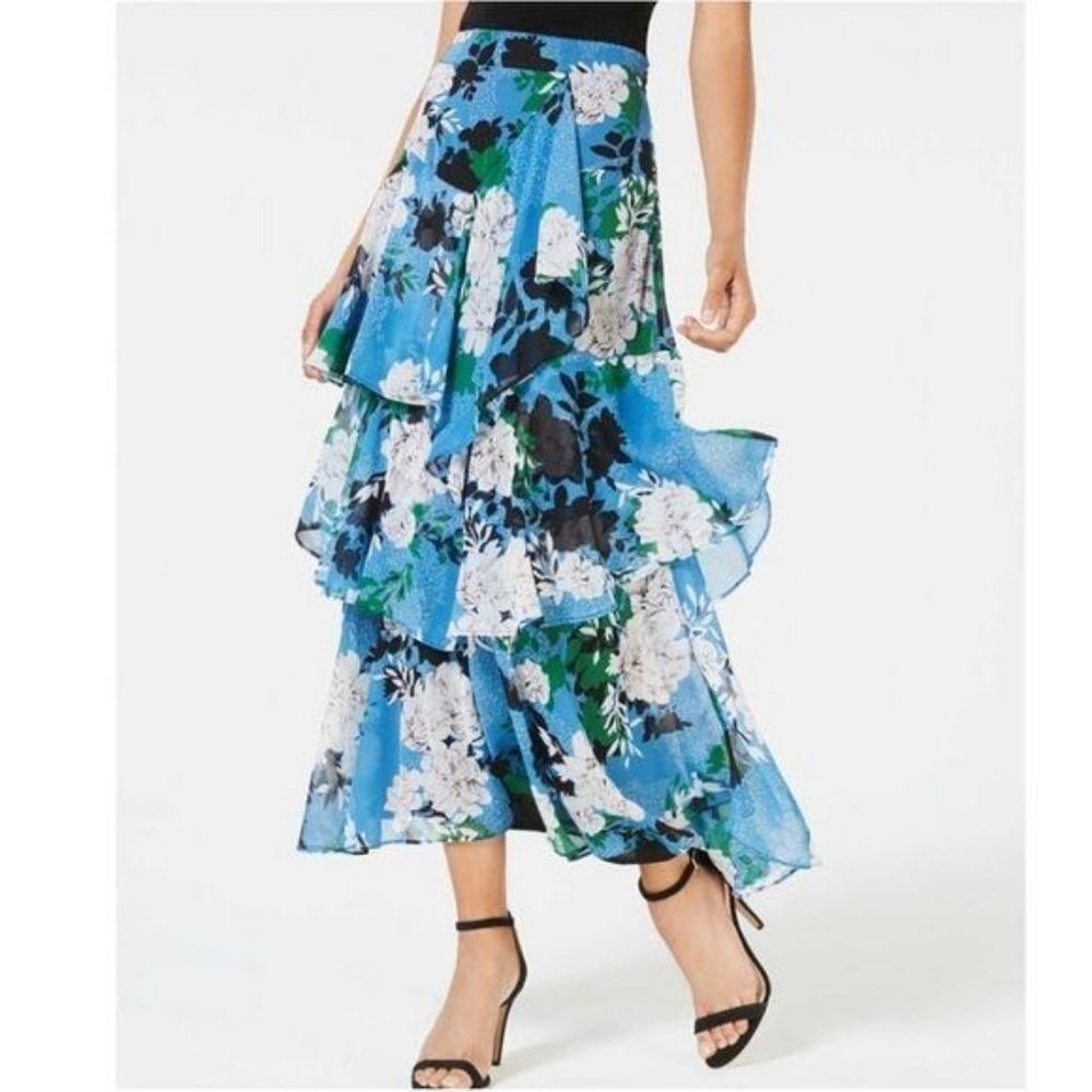 INC Tiered Floral-Print Skirt